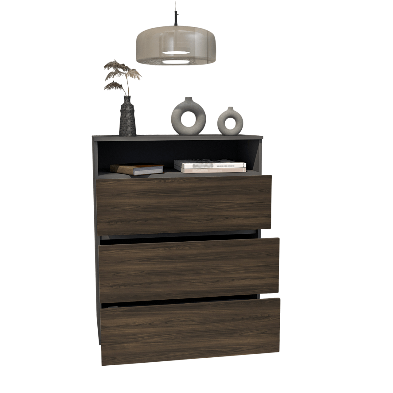 Cajonera Houck 102x80x40 RTA Plomo + Nogal Eu