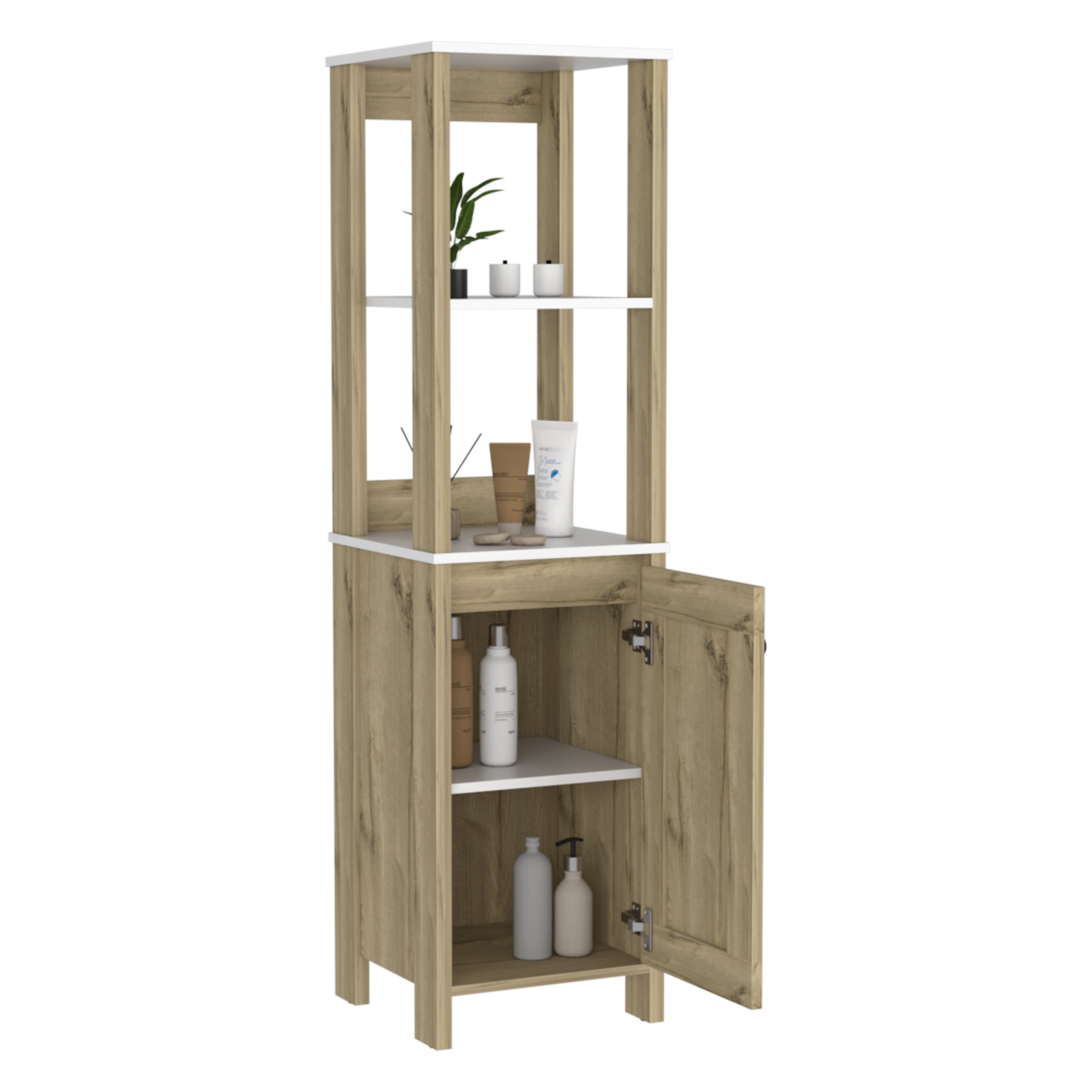 Mueble Optimizador 1 Bath Bi-color 150x40x40 RTA Blanco/Duna