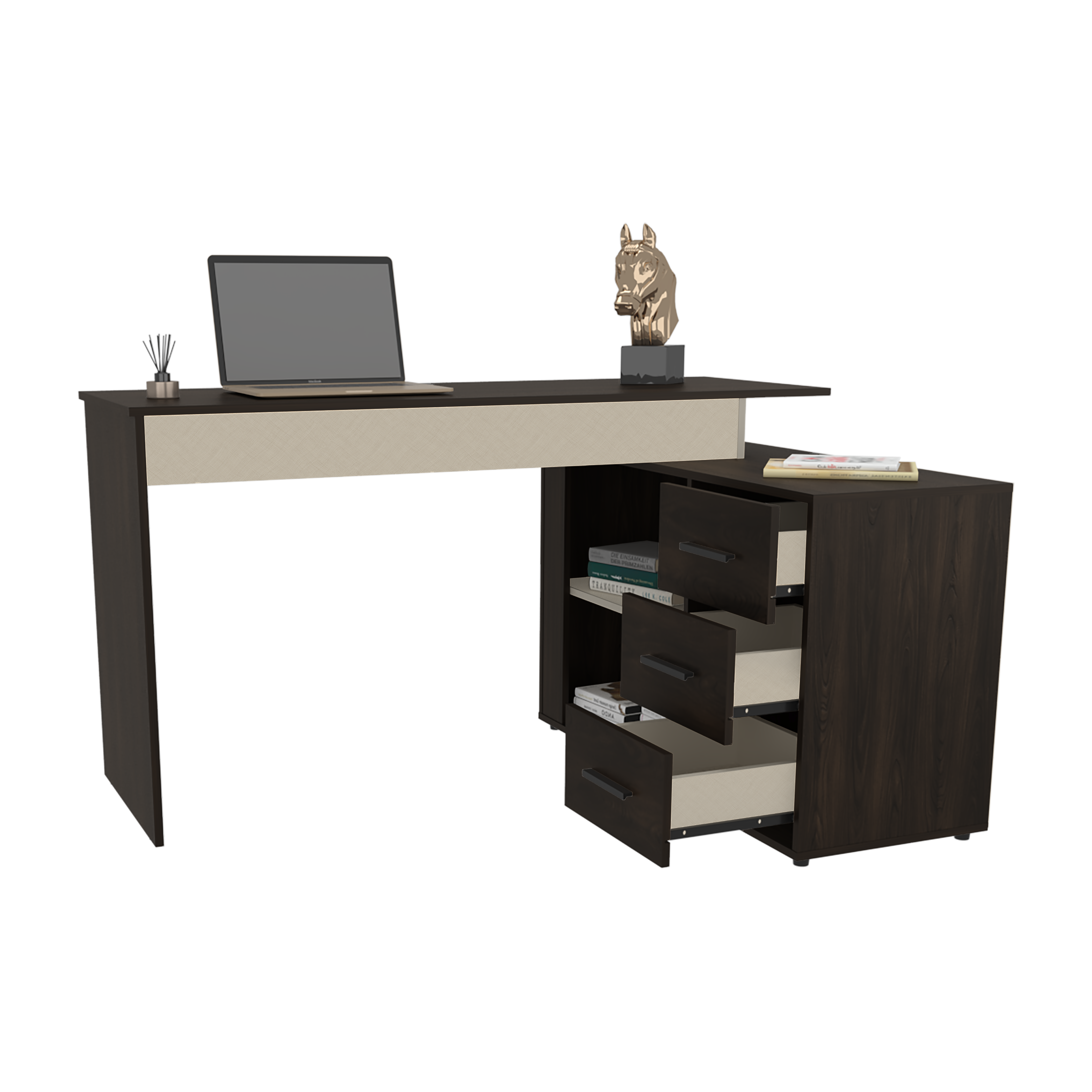 Escritorio Upton 75x137x101 RTA Nogal + Toquilla