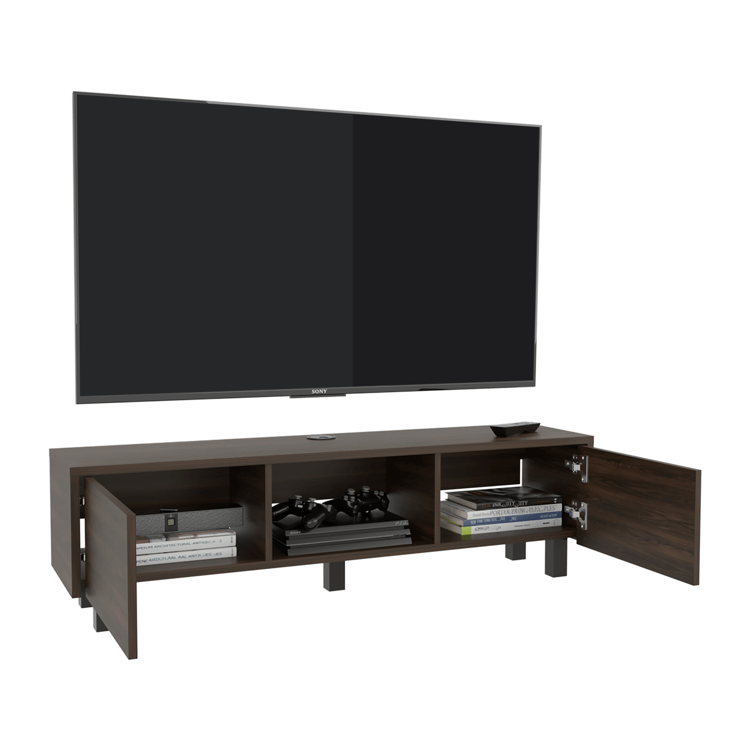 Repisa de Tv Glen Multifuncional 26X125X29 RTA Nogal Europeo