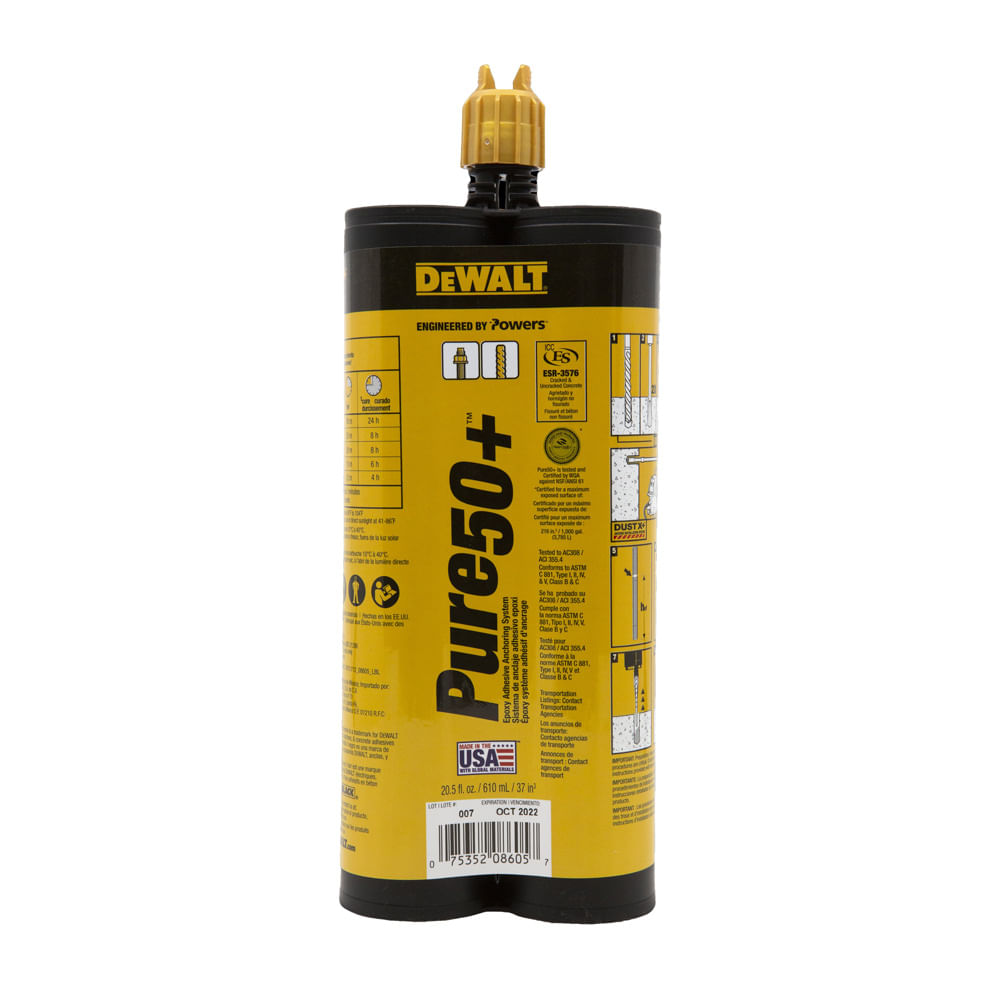 Adhesivo Epóxico Dewalt Pure50+ 610 - 08605-PWR