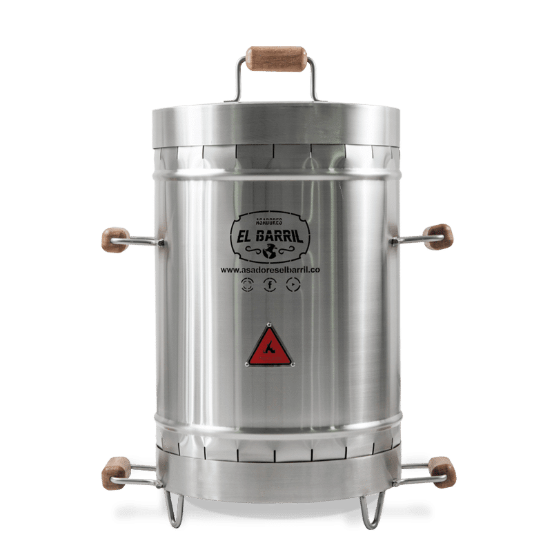 Barril Asador Premium Acero Inoxidable Pequeño 15-20 Lbs quirúrgico 304 calibre 16 (12-15 personas)