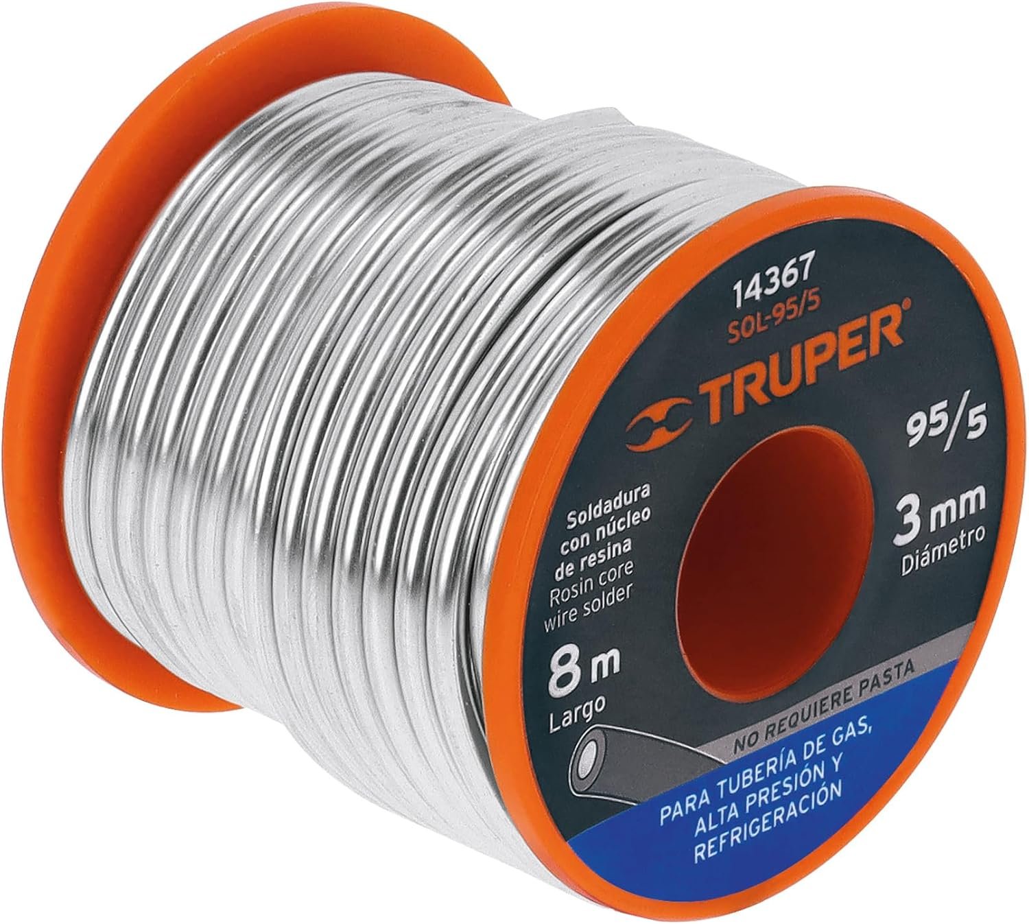 Soldadura con núcleo resina 95/5, tubería de gas 450 g Truper SOL-95/5
