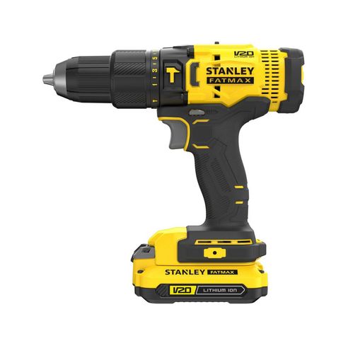 Taladro Percutor Inalámbrico 20v 1/2puLG + 2 Baterías Stanley 1.5 amp Scd711c2k-b3