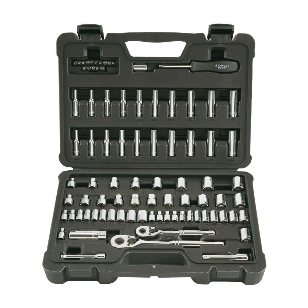 Juego de Copas Mixtas 85 Piezas Cuadrante 1/4"-3/8" Stanley STMT71651