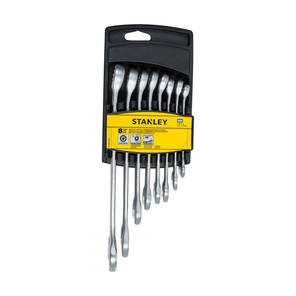 Juego de Llaves Mixtas Antideslizantes 8-19mm 8 Piezas Stanley STMT736