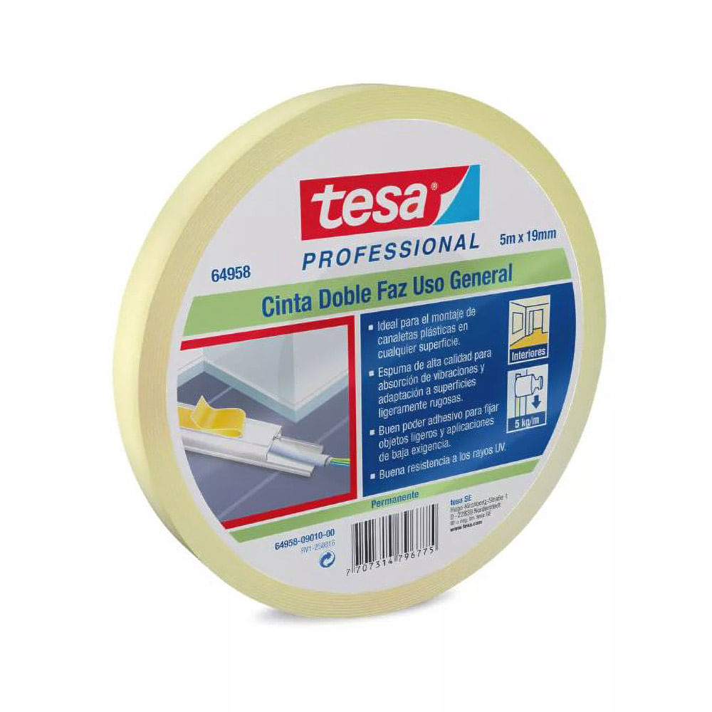 CINTA DOBLE FAZ -TESA- 3/4" BLANCA