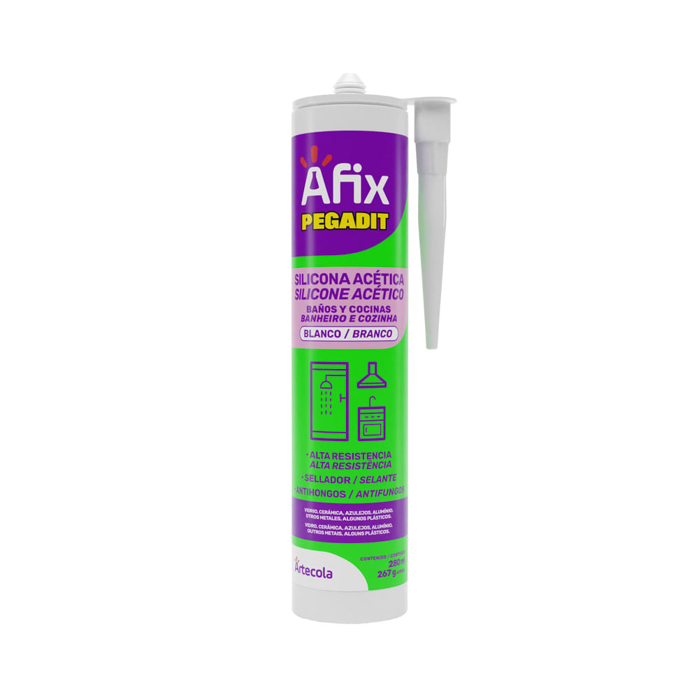 Silicona Baños y Cocina Blanca Afix Pegadit x 280Ml
