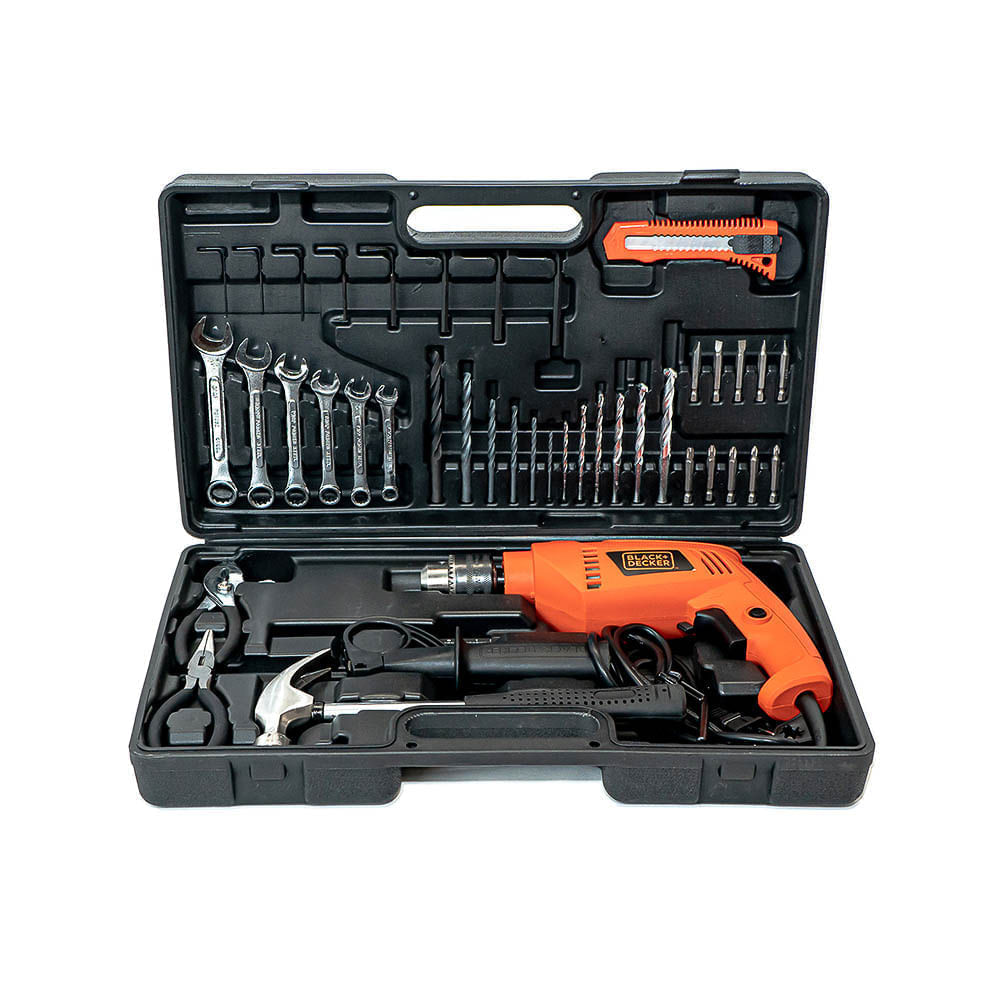 Kit Taladro Percutor 1/2" 550W + 40 Accesorios Black + Decker HD565K-B3