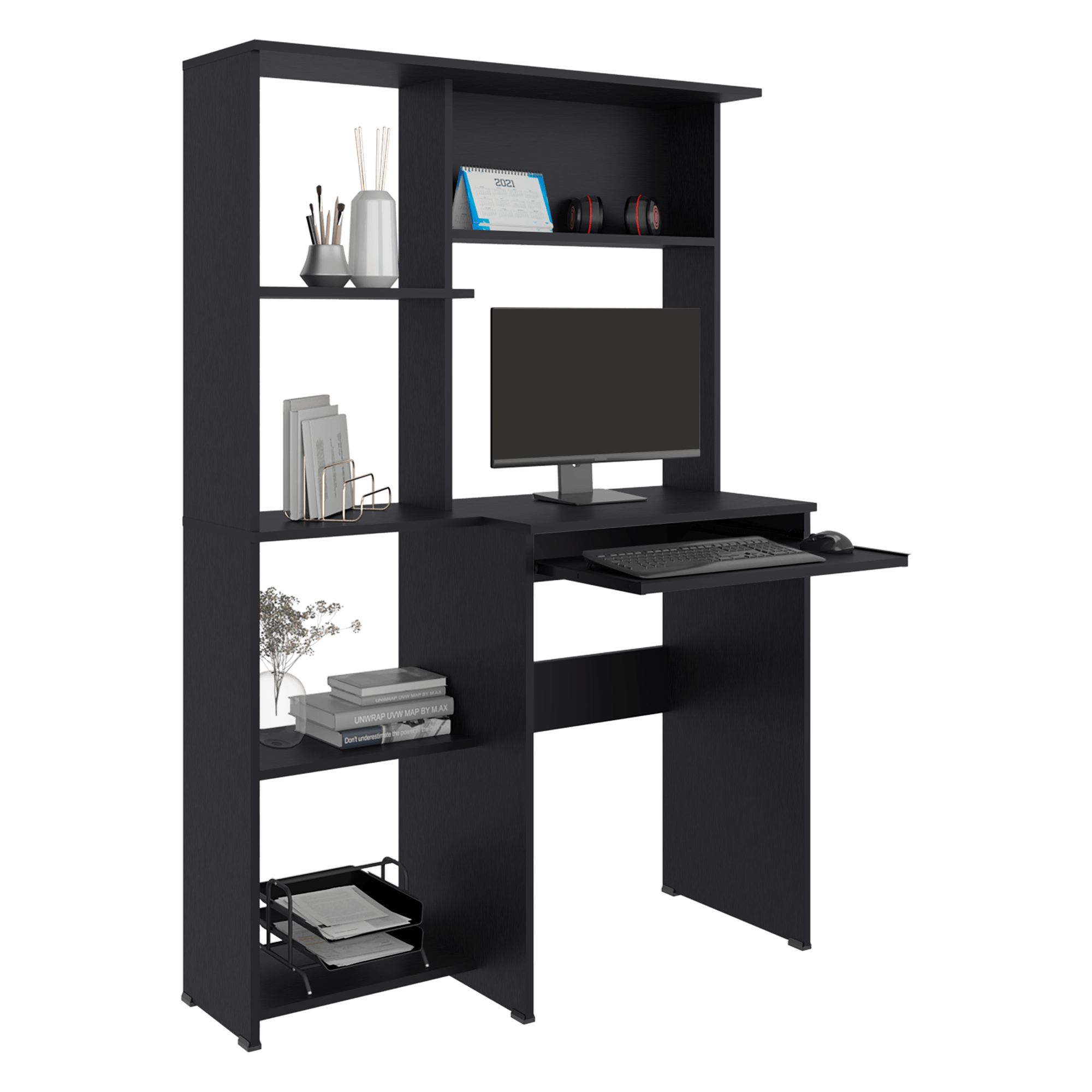 Centro de Computo con Biblioteca Alden Eco 150X100X40 RTA Wengue