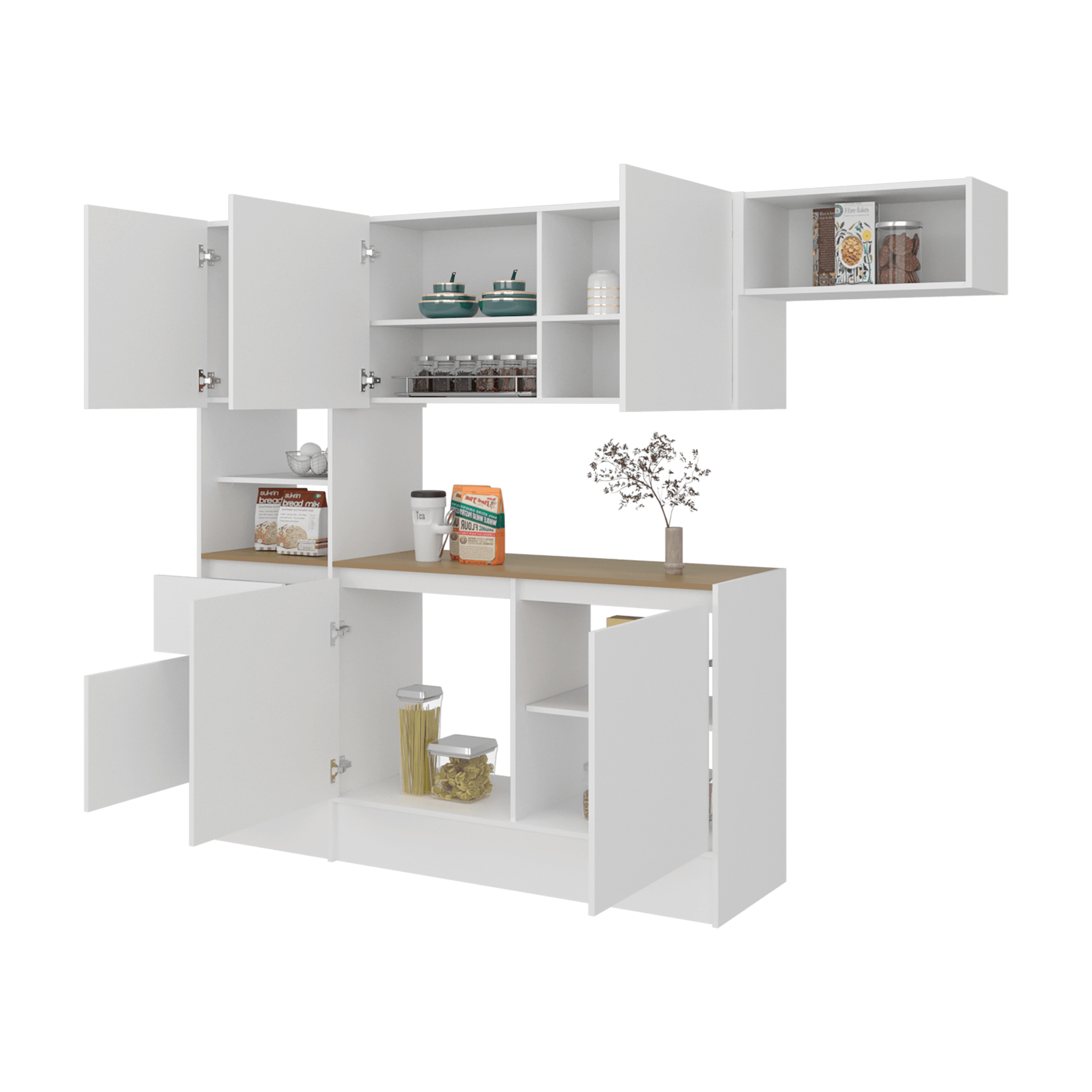 Cocina Dali 179X55X32 RTA Blanco Fresno Eu ZF