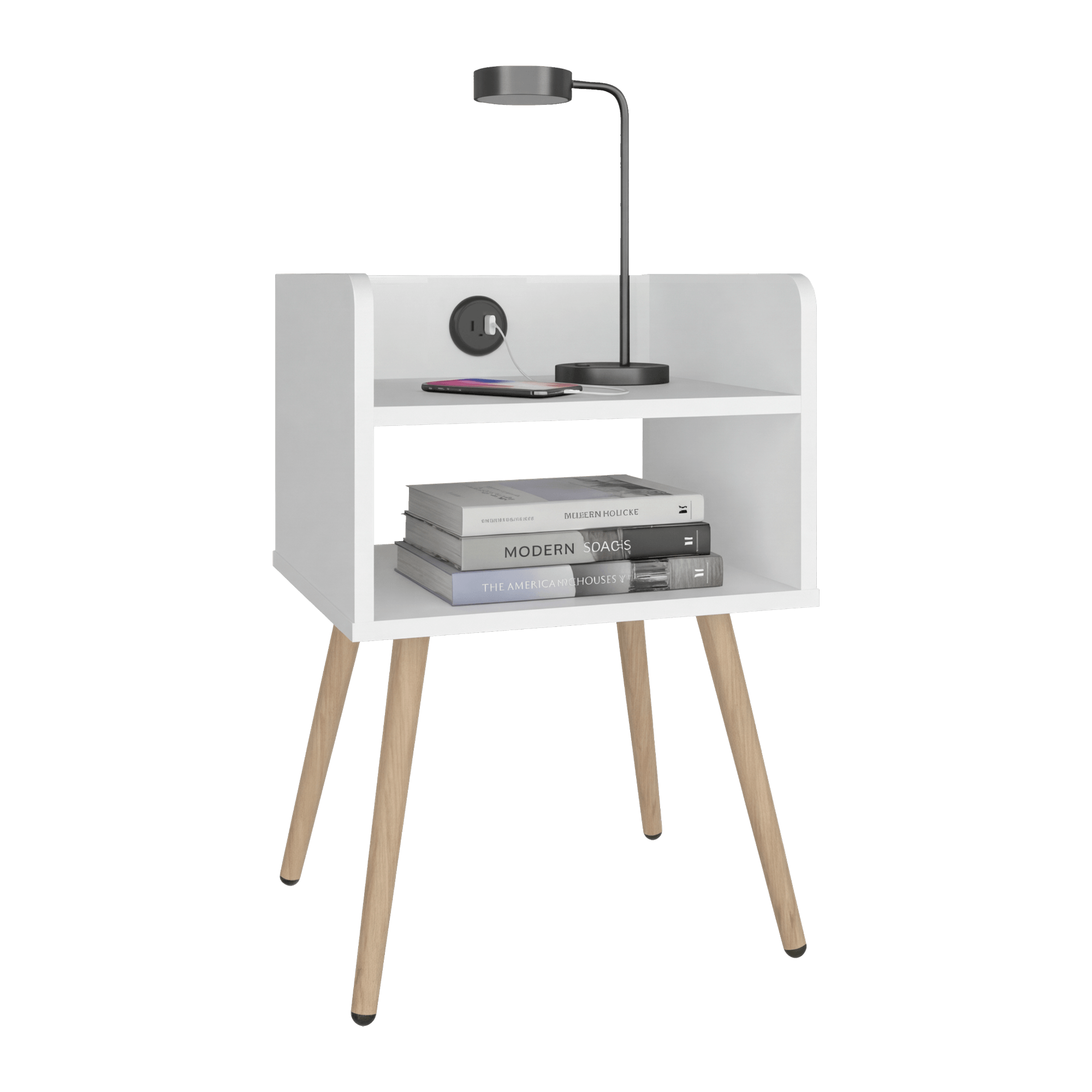 Mesa de Noche Didi USB 58X40X34 RTA Blanco ZF