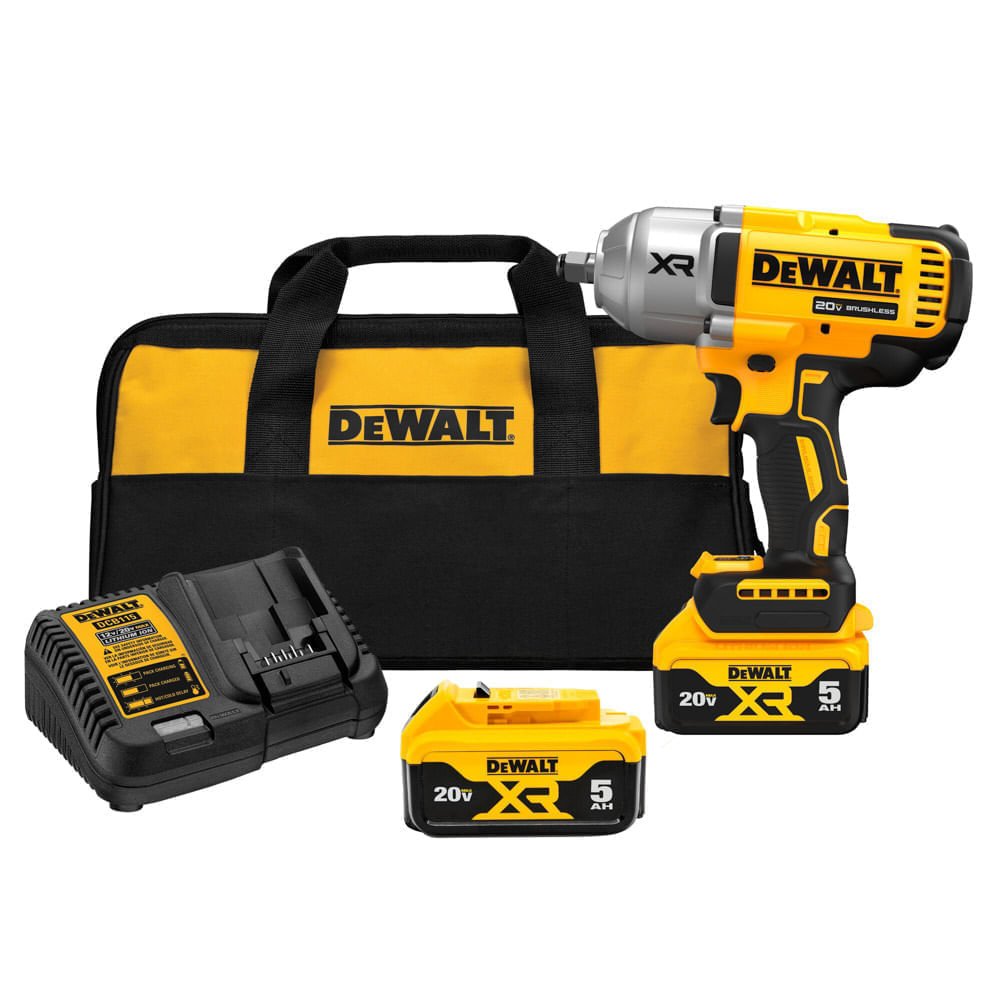 Pistola Llave De Impacto Inalámbrico De 1/2" Ion-Litio 20V Max + 2 Baterias 4.0Ah + Cargador Dewalt DCF900
