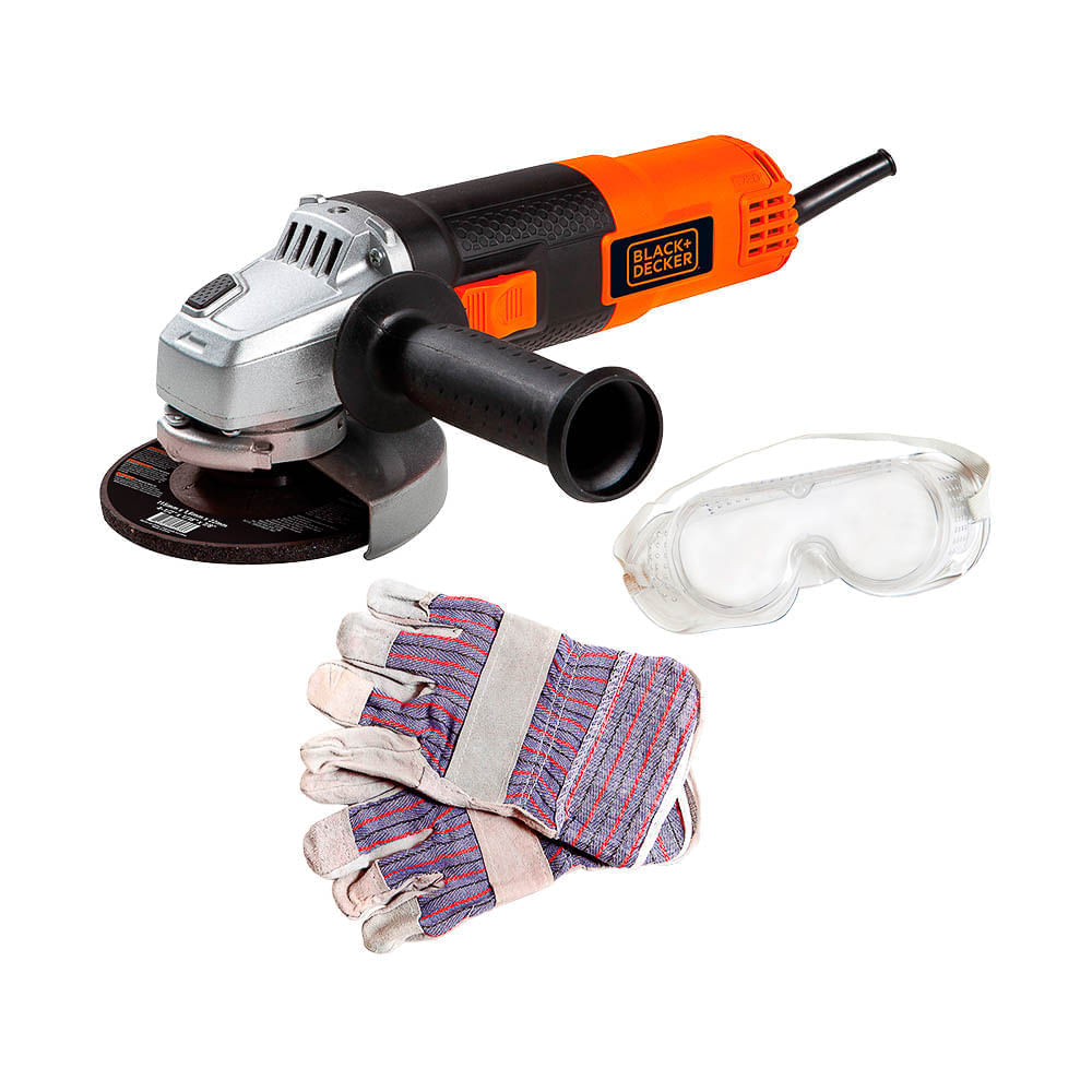 Kit Pulidora Angular 4-1/2" 820W + Caja Plástica + 2 Accesorios Black + Decker G720K-B3