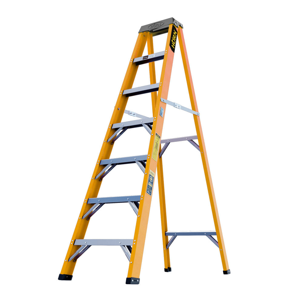 Escalera tijera fibra de vidrio 7 peldaños 2.1 mt Horn