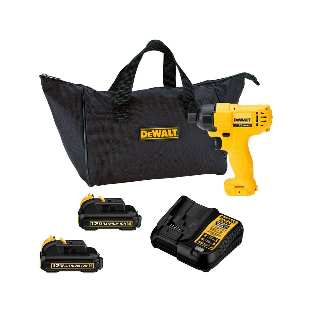 Kit Atornillador De Impacto Inalámbrico Ion-Litio De 1/4" 12 V Max + 2 Baterias + Cargador Dewalt DCF805C2-B3