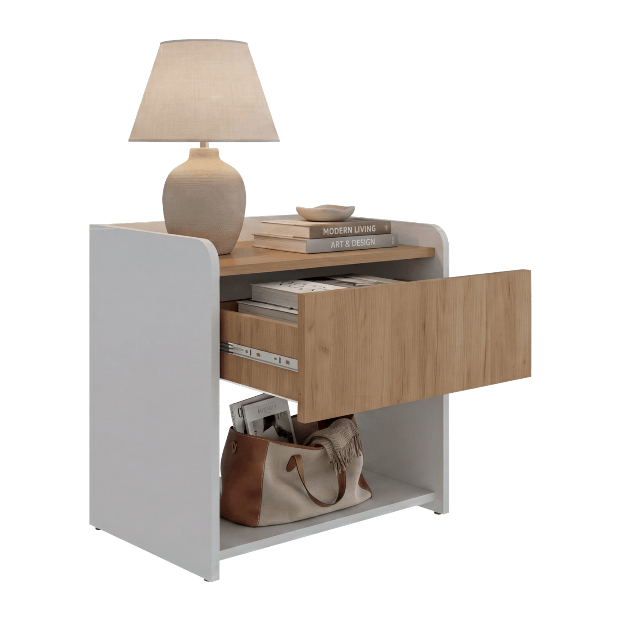 Mesa de Noche Fidelis 50X52X35 RTA Blanco Fresno ZF