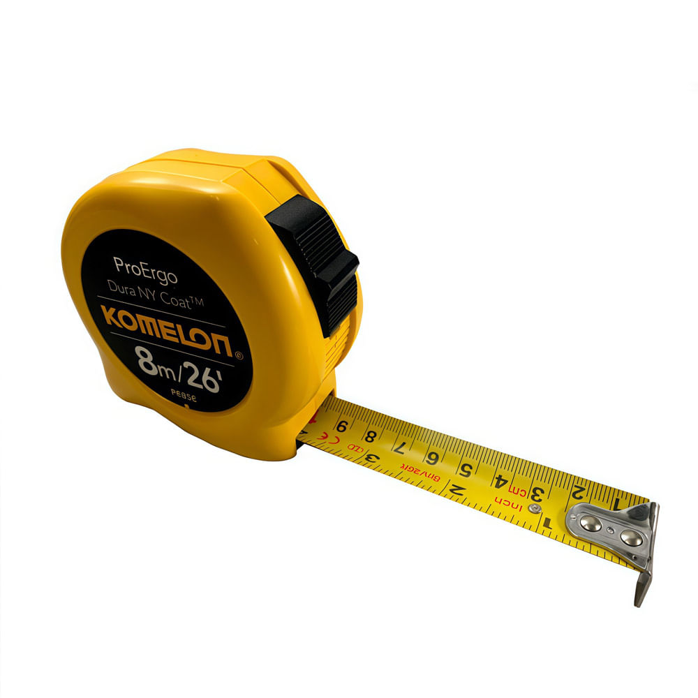 Flexómetro Profesional 8 metros cinta 3/4" Color Amarillo Komelon KMC74N