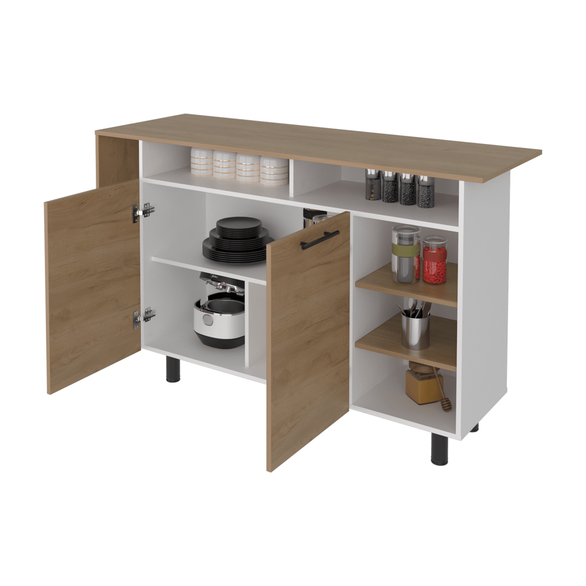 Mueble Auxiliar de Cocina Corcega 89X150X52 RTA Fresno Blanco ZF